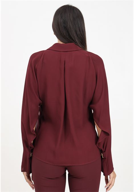 Burgundy women's georgette blouse with scarf ELISABETTA FRANCHI | CA05946E2CG3